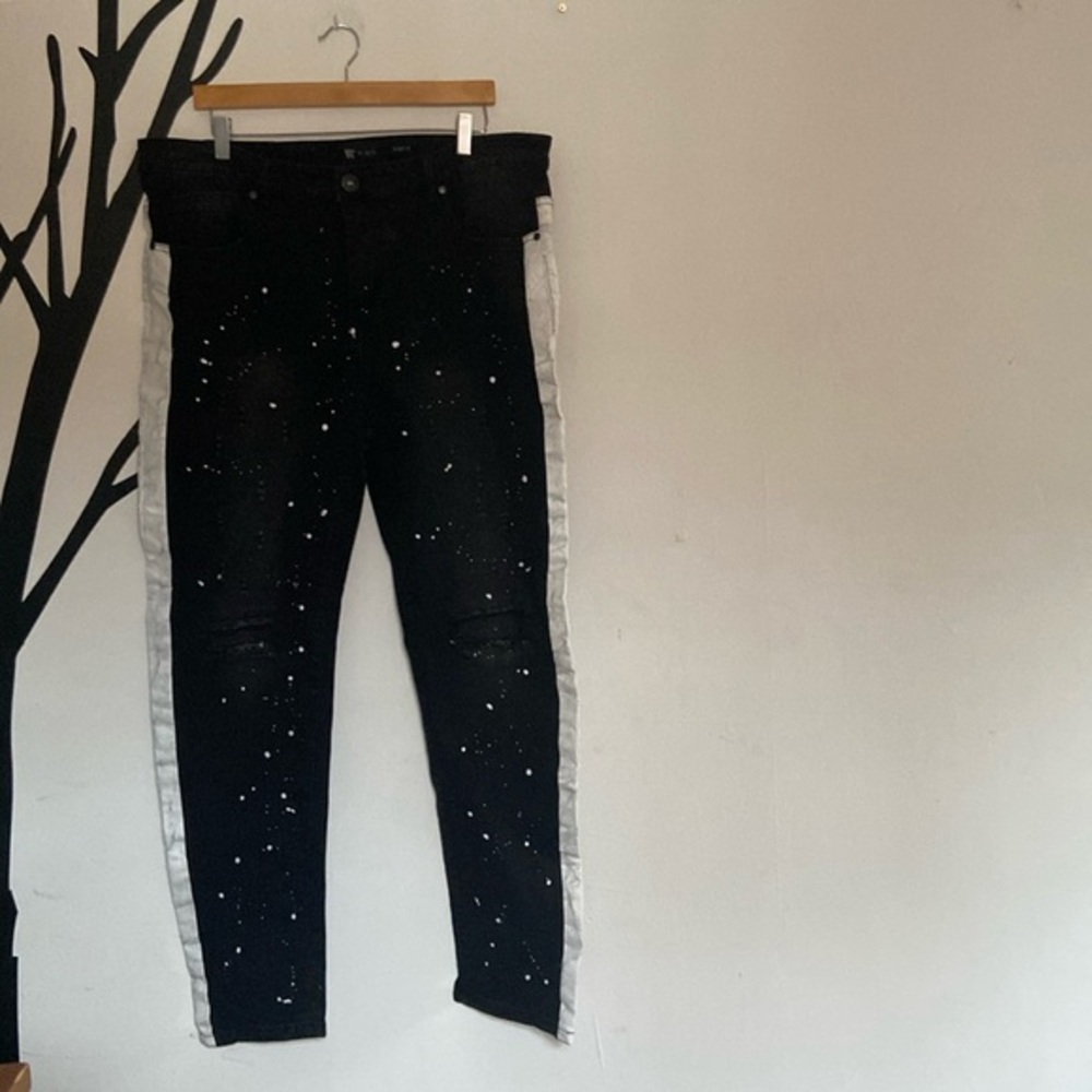 Waimea skinny fit decorative paint spattered distressed jeans
